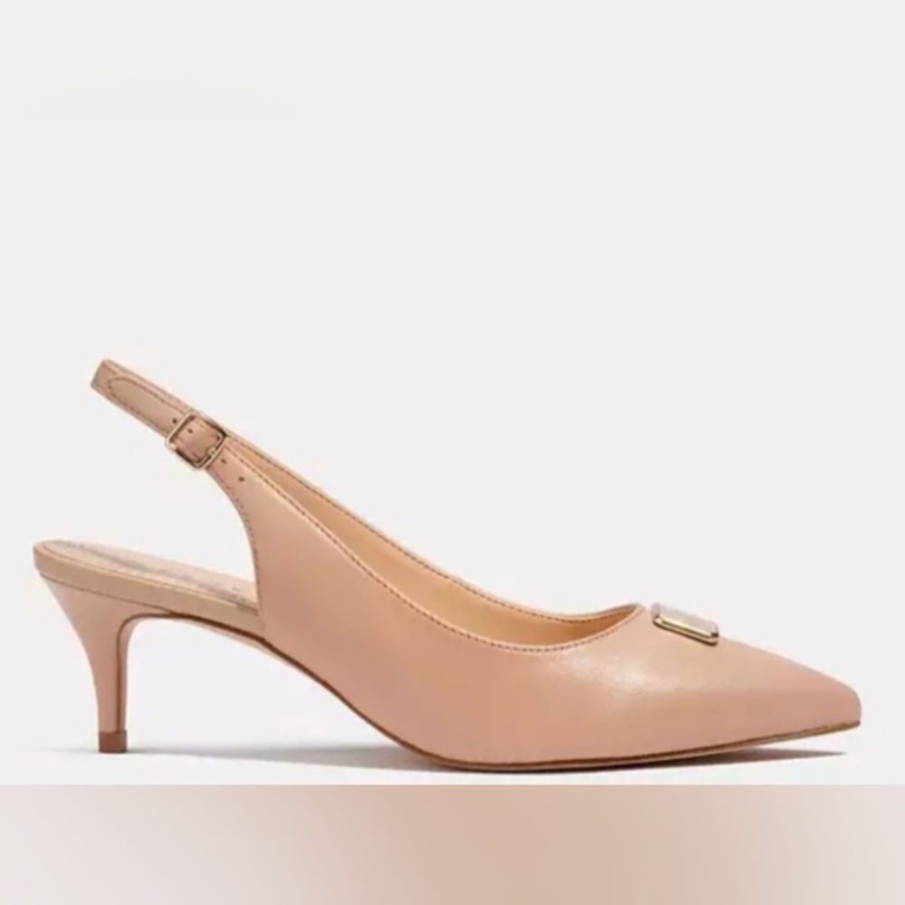 New Coach Jillian Beachwood  Slingback Heels Great Neutral SZ 6.5B - Picture 4 of 16